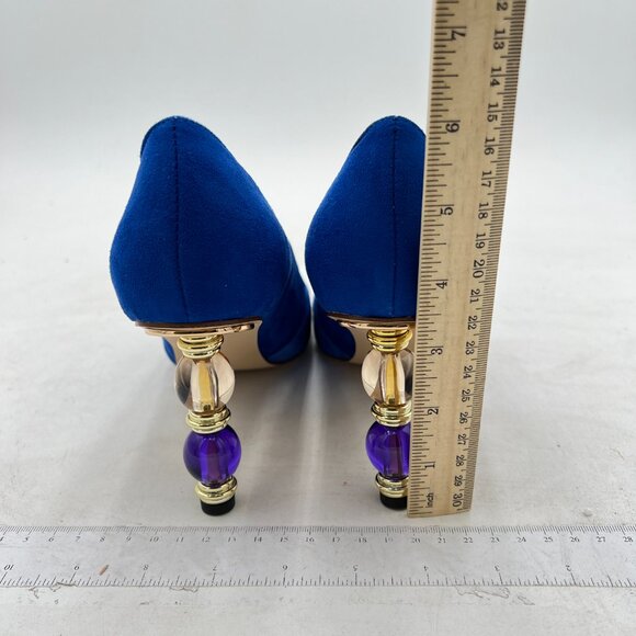 FOWT Blue gradient Wave Pattern Pointed Toe Party Pumps Jewelry High Heel Shoes - Picture 4 of 7